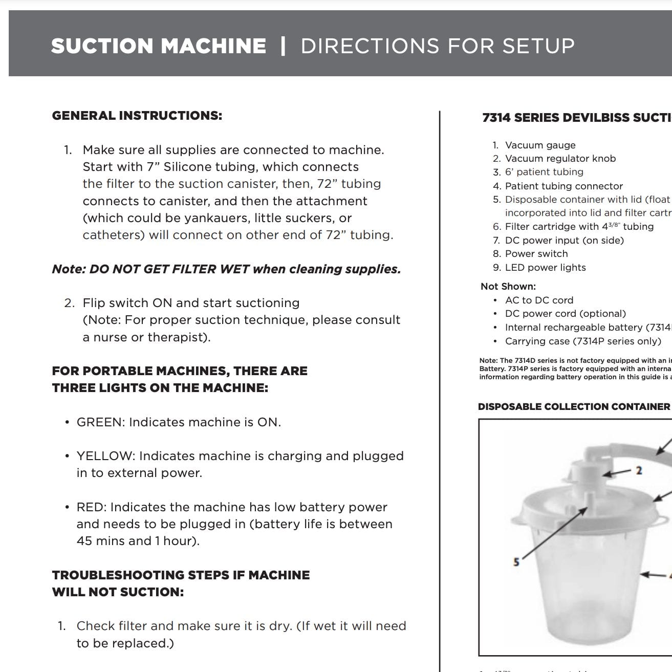 Suction Machine Directions for Setup Thrive SPC