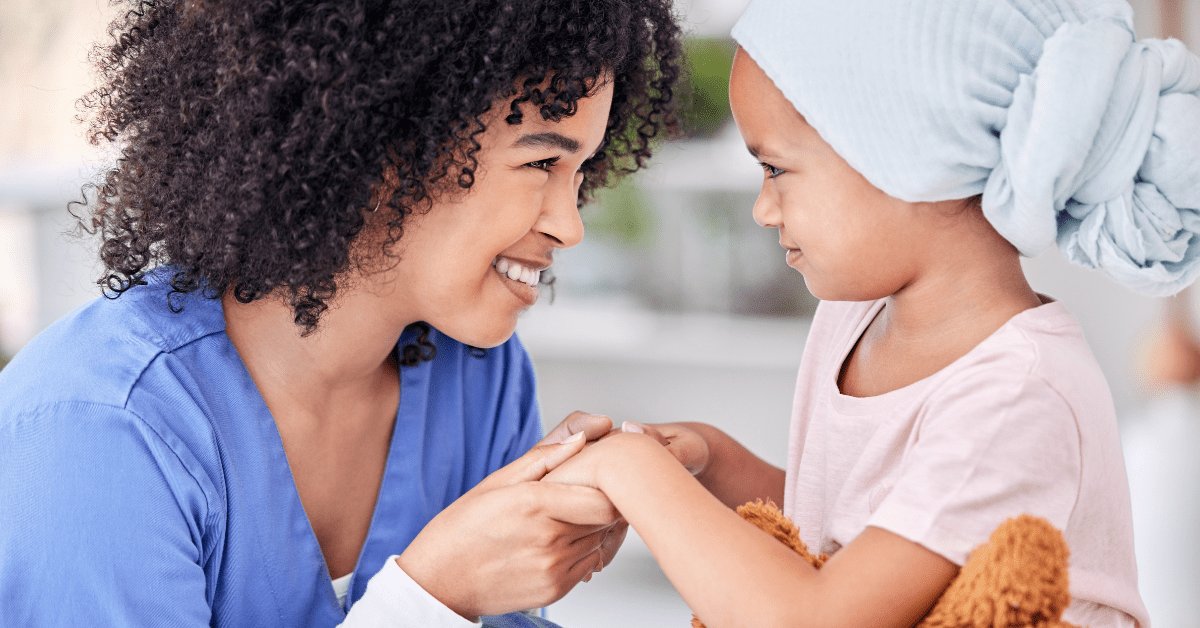 nurse helping a child who is medically fragile, holding her hand "Role of Home Health Care in Palliative & Hospice Support for Pediatric Patients."